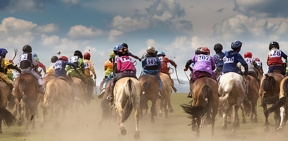 Horse Racing at Nadaam Festival Bulgan Mongolia